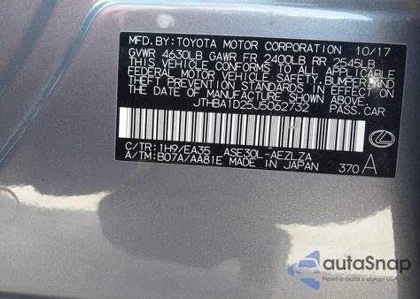 2018 Lexus Is 300 z USA, uszkodzony, nr VIN JTHBA1D25J5062732